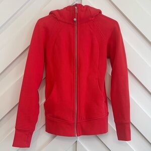 Brand New (No Tag) Lululemon Scuba Full Zip Hoodie In Red Glow Size 4